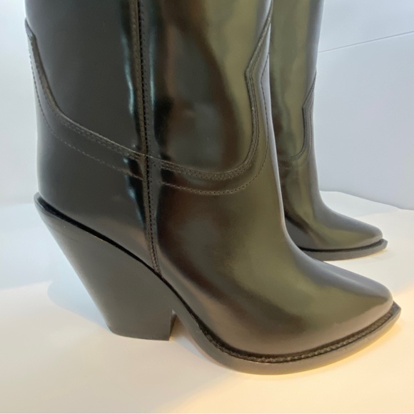❌SOLD❌ Isabel Marant Women's Black Lomero Leather Knee-high Western Boots (36) - Picture 9 of 13
